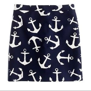 J.Crew Postage Stamp Navy Blue Anchor Skirt Size 4